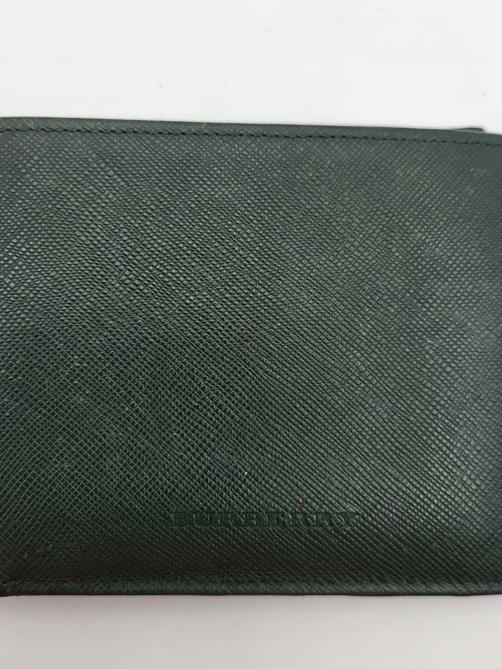 BURBERRY Bifold Wallet Nova Check Dark Green Taiga Leather...Authentic...